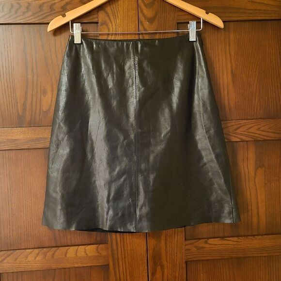 Ann Taylor 100% Leather Skirt Black Size 2 - Picture 1 of 6